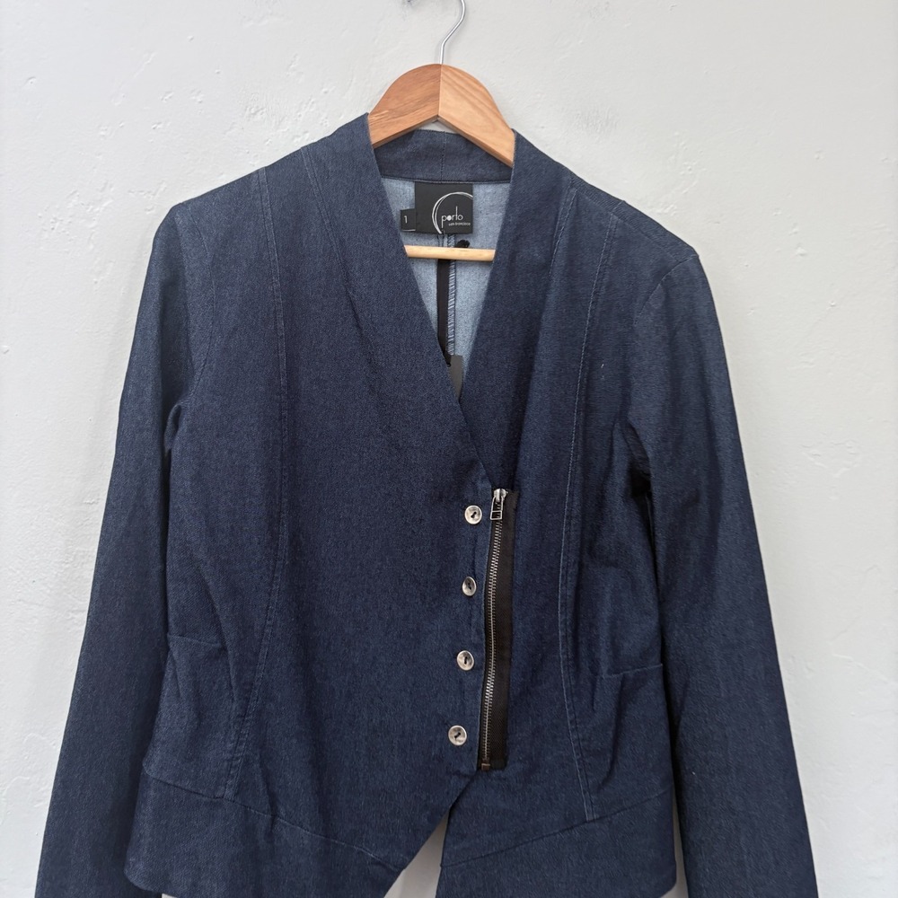 Porto Farallon Denim Style Chambray Jacket Women Size 1 (6 US) Blue New - Picture 2 of 13
